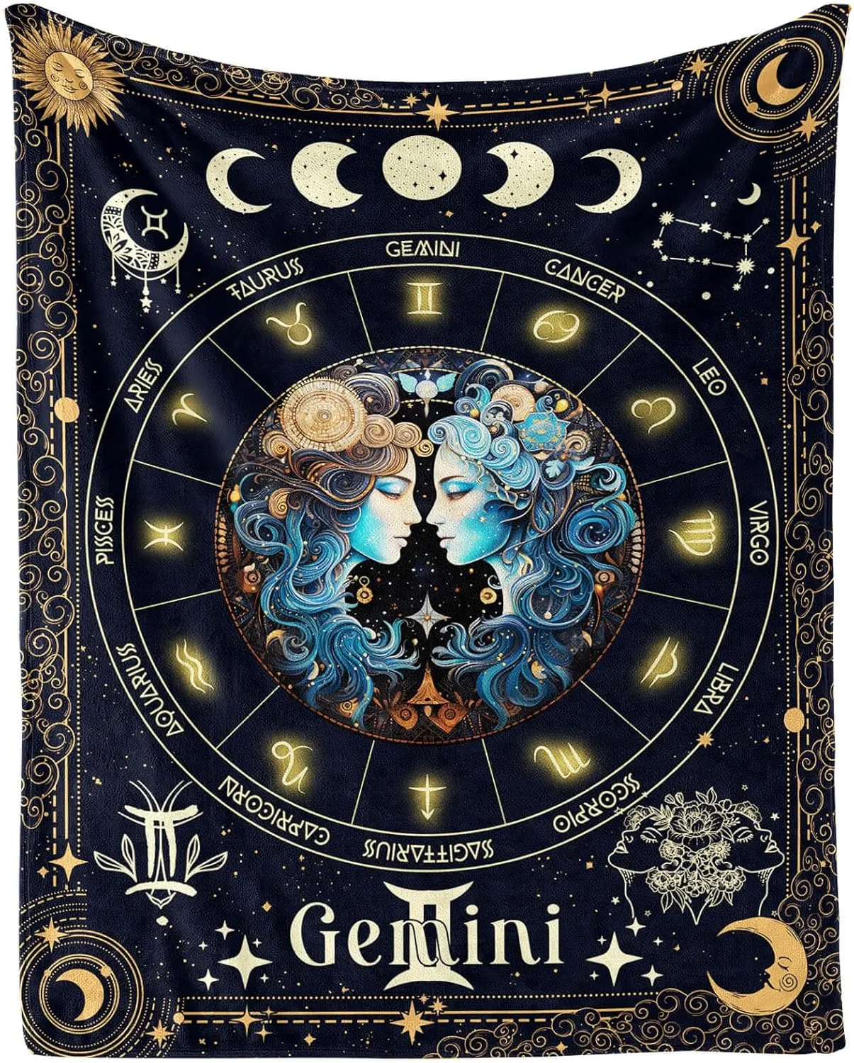 Gemini Zodiac Blanket for Boys Girls, Secret Astrology Themed Design Printed Throw Blankets for Kids Lap, Chair Sofa, Warm Soft Cozy Blanket, 40"x 50"