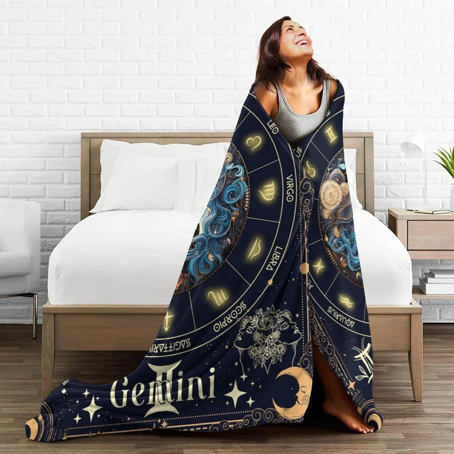 Gemini Zodiac Blanket for Boys Girls, Secret Astrology Themed Design Printed Throw Blankets for Kids Lap, Chair Sofa, Warm Soft Cozy Blanket, 40"x 50"