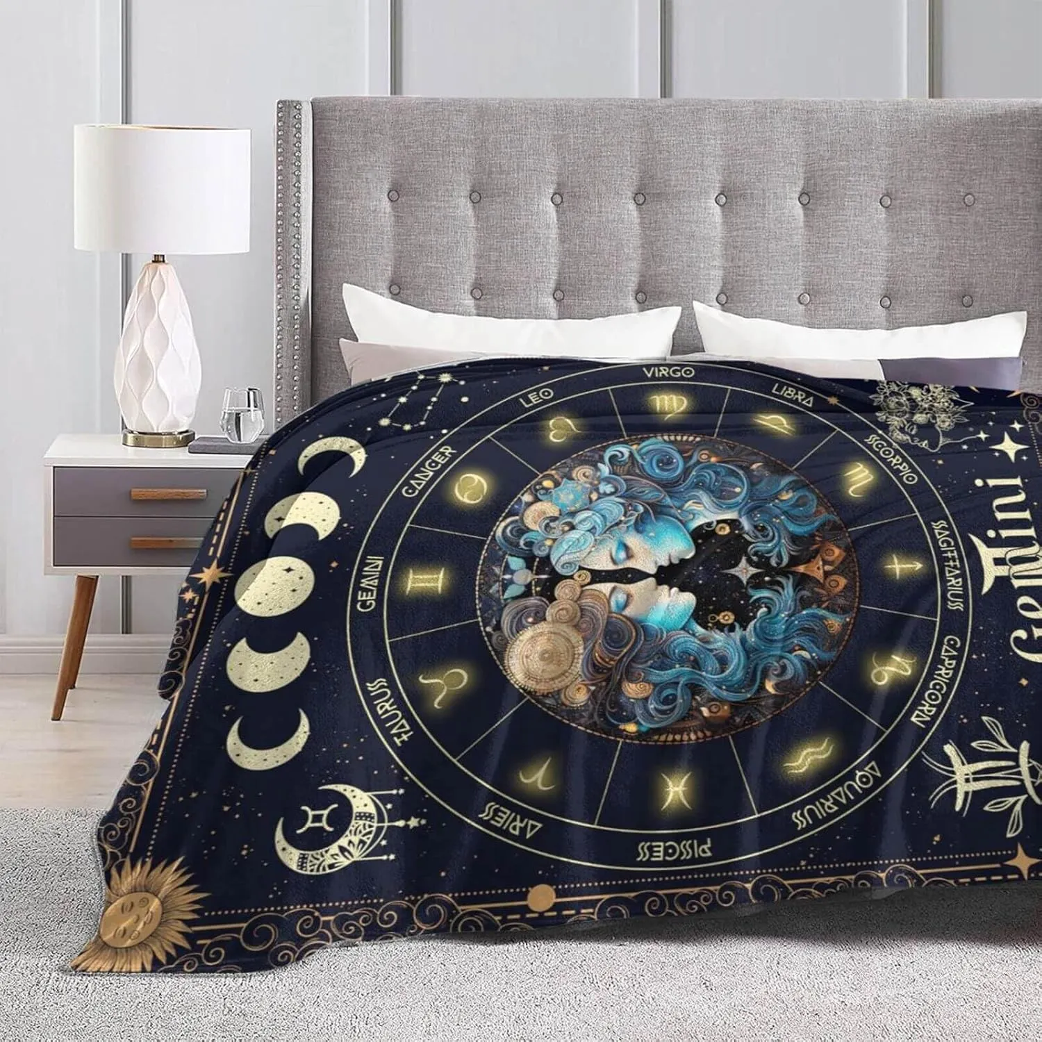Gemini Zodiac Blanket for Boys Girls, Secret Astrology Themed Design Printed Throw Blankets for Kids Lap, Chair Sofa, Warm Soft Cozy Blanket, 40"x 50"