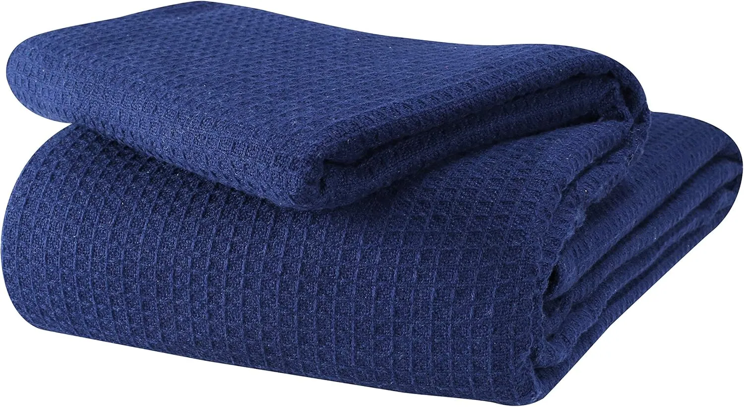 Glamburg 100% Cotton Thermal Blanket, Breathable Waffle Blanket, King Size, All Season, Navy Blue