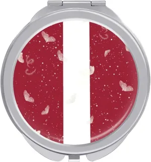 Glittering Butterfly Latvia Compact Mirror Pocket Mirror Portable Mini Makeup Mirror Handheld Double-Sided Magnifying
