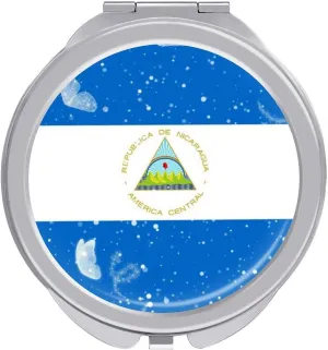 Glittering Butterfly Nicaragua Compact Mirror Pocket Mirror Portable Mini Makeup Mirror Handheld Double-Sided Magnifying