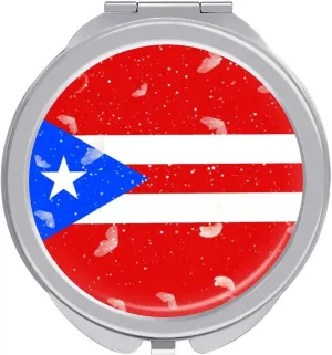 Glittering Butterfly Puerto Rico Compact Mirror Pocket Mirror Portable Mini Makeup Mirror Handheld Double-Sided Magnifying