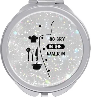 Glittering Chef Life Compact Mirror Pocket Mirror Small Mirror for Purse Portable Mini Travel Makeup Mirror Folding Handheld Double-Sided Magnifying Compact Mirror for Women Gift