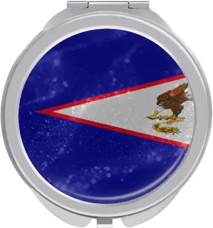 Glittering Stars American Samoa Compact Mirror Pocket Mirror Portable Mini Makeup Mirror Handheld Double-Sided Magnifying