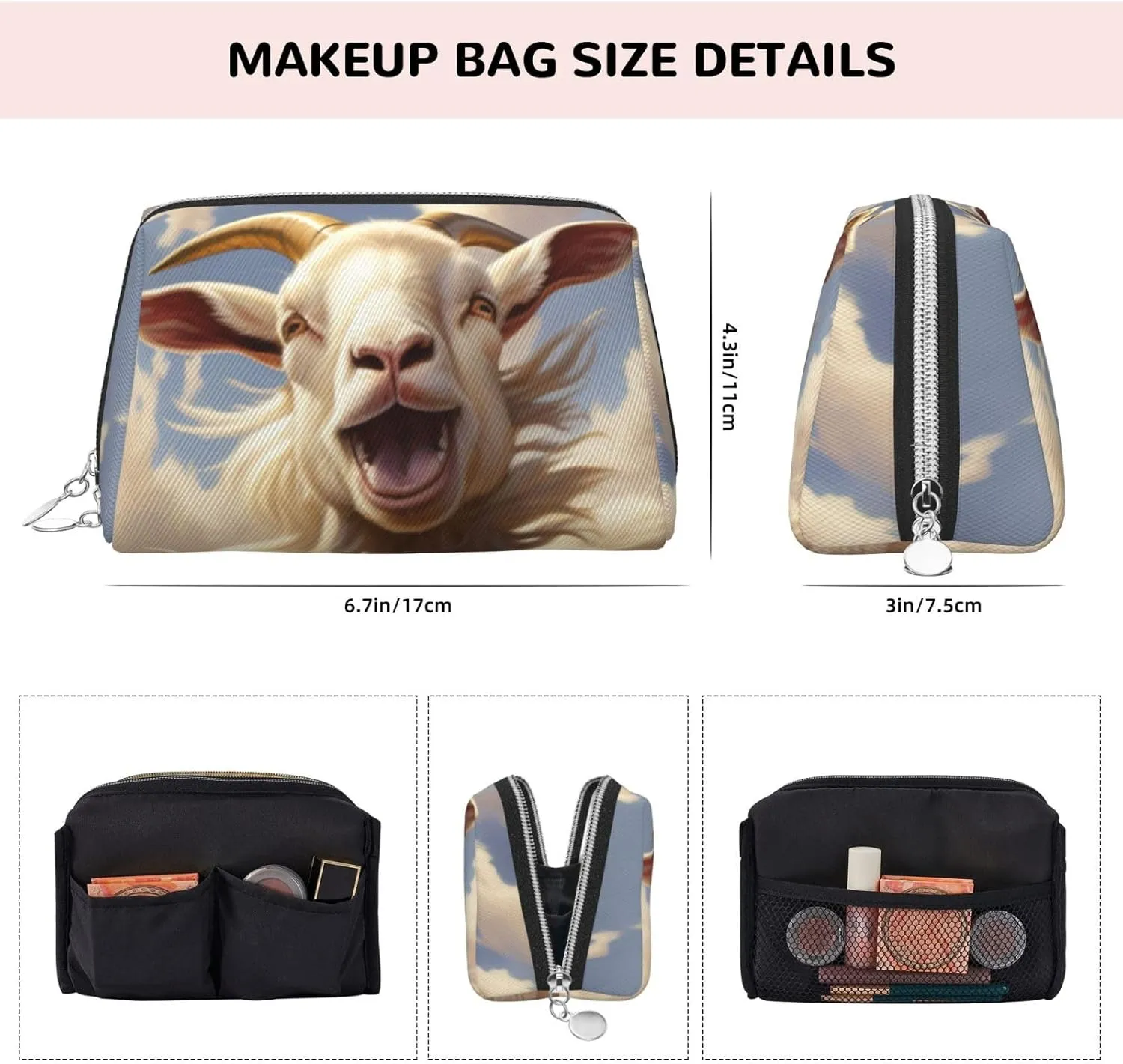 Goat Frolic Travel-Ready Toiletry Bag, Compact Makeup Organizer For Women
