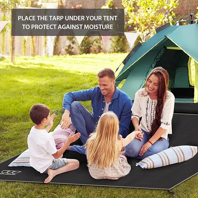 Gold Armour Tent Footprint, Camping Tarp Waterproof Ultralight - 84x60in | 84x84in | 84x96in | 82x106in | 120x108in | 120x120in | 120x144in Floor and Ground Tarps for Camping Hiking (Black 82x106in)