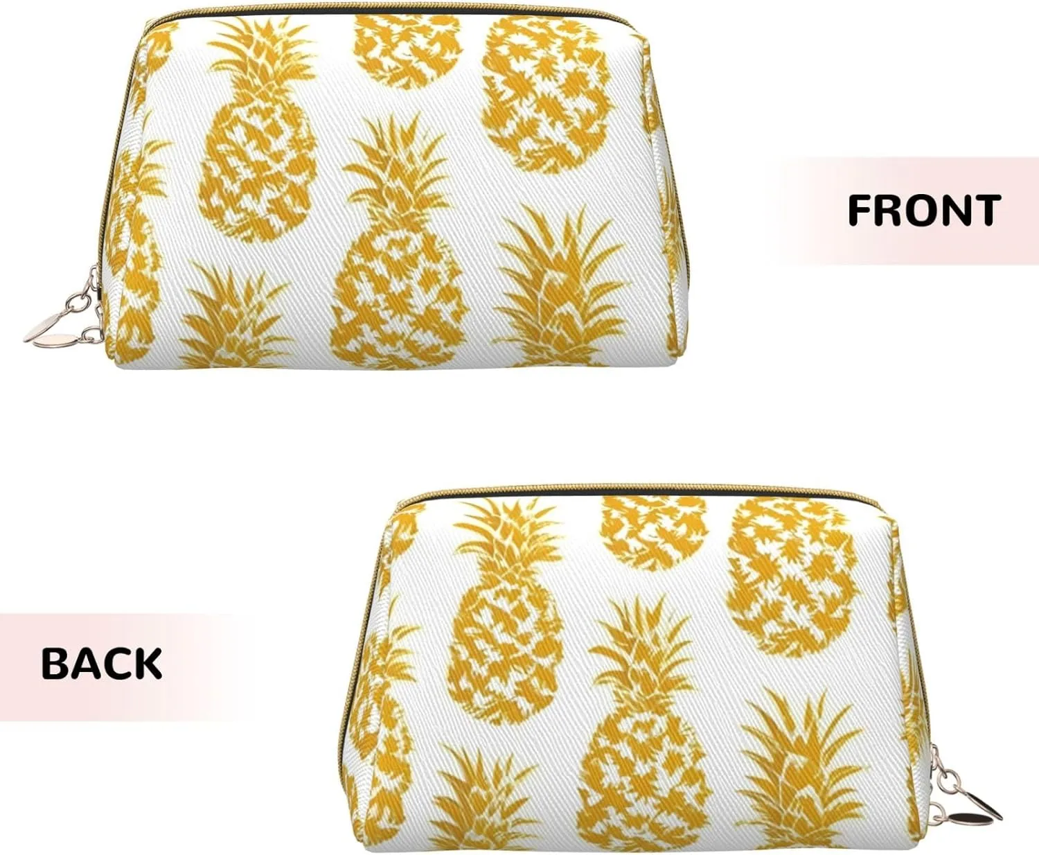 Gold Pineapple Toiletry Pouch, Travel-Friendly Makeup Organizer For Makeup Brushes, Lipsticks