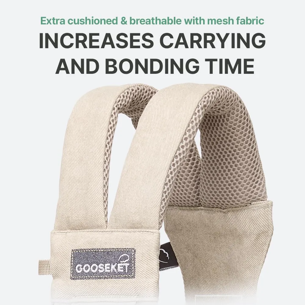 GOOSEKET 365 Toddler Carrier, 100% Cotton, Lightweight, Easy-to-USE, Portable, Suitable from 6-48 Months, Supports UP to 44LBS (Gray Leopard)