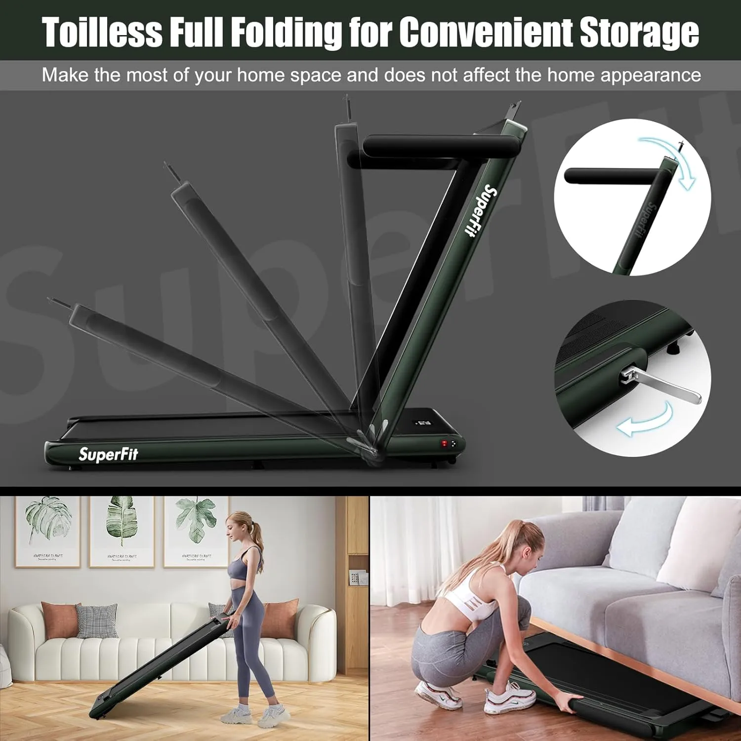 Goplus 1100W Folding Treadmill Electric Motorized Power Fitness Running Machine w/Support