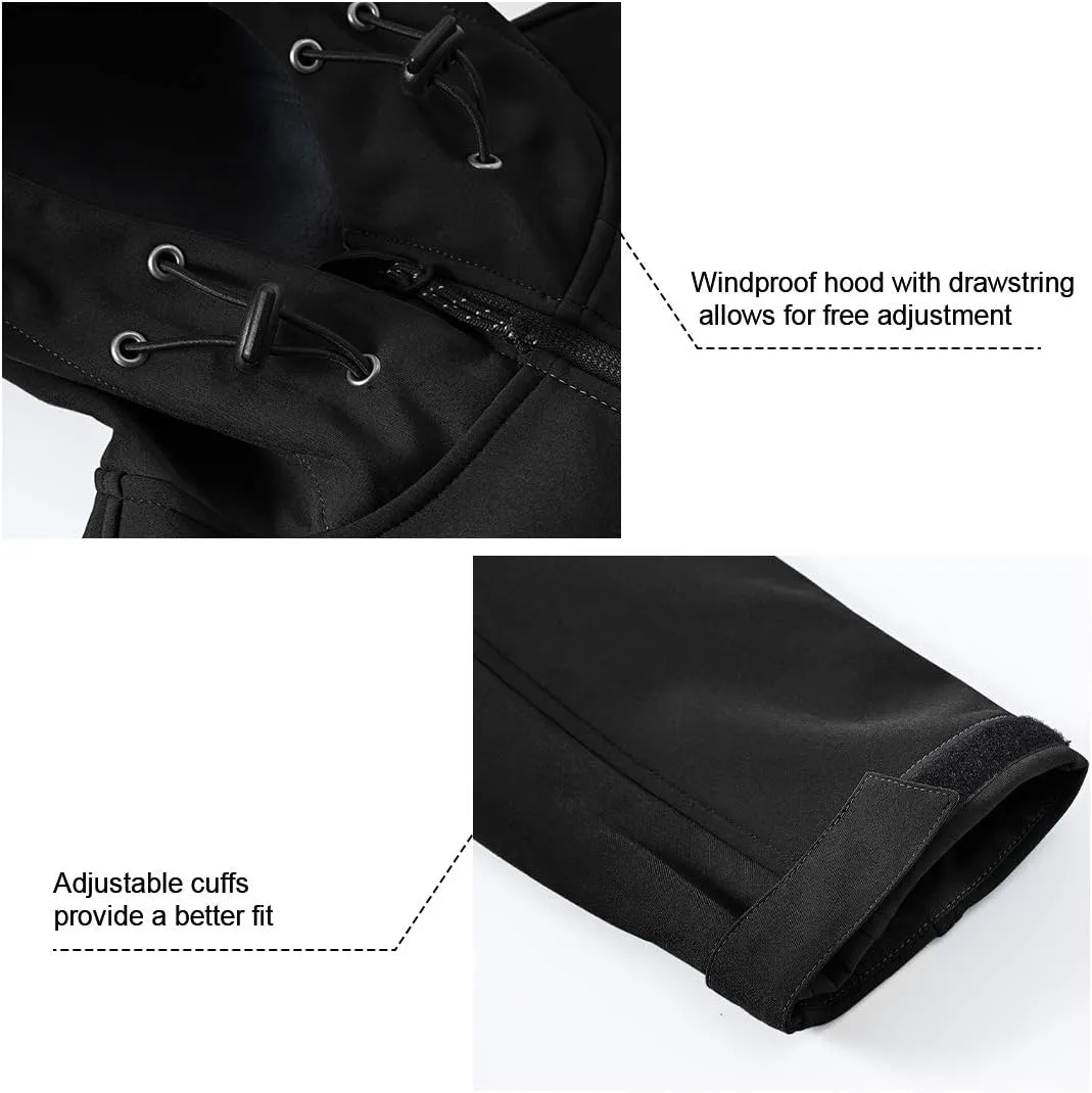 Gopune Men's Lightweight Soft Shell Jacket Fleece Lined Waterproof Hooded Hiking Winter Jacket