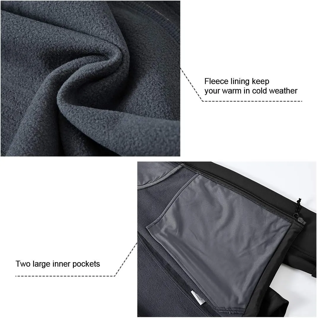 Gopune Men's Lightweight Soft Shell Jacket Fleece Lined Waterproof Hooded Hiking Winter Jacket