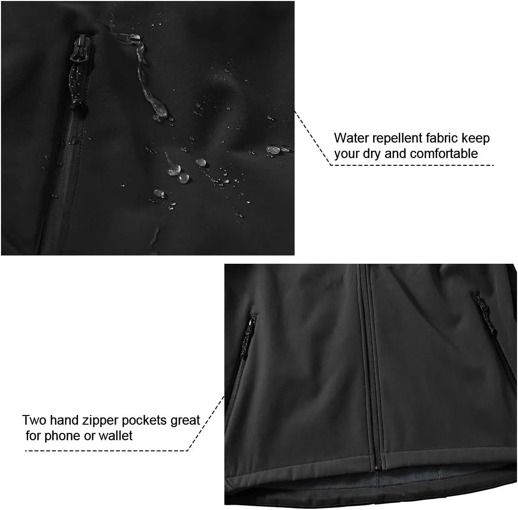 Gopune Men's Lightweight Soft Shell Jacket Fleece Lined Waterproof Hooded Hiking Winter Jacket