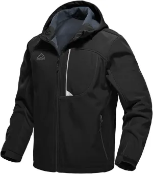 Gopune Men's Lightweight Soft Shell Jacket Fleece Lined Waterproof Hooded Hiking Winter Jacket