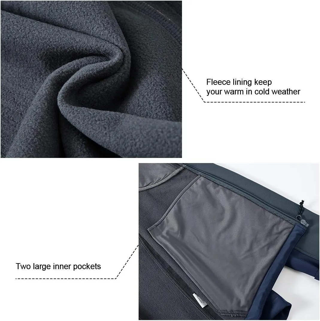 Gopune Men's Lightweight Soft Shell Jacket Fleece Lined Waterproof Hooded Hiking Winter Jacket
