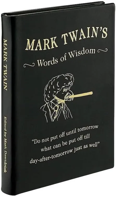 Graphic Image Mark Twain's Words of Wisdom, Black Bonded Leather | Handbound in the USA (5.5" W x 1" D x 7.5" H – 208 Pages)