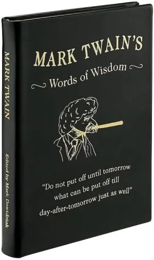 Graphic Image Mark Twain's Words of Wisdom, Black Bonded Leather | Handbound in the USA (5.5" W x 1" D x 7.5" H – 208 Pages)