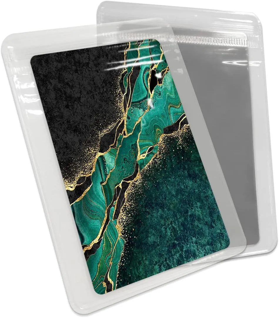 Green Marble Small Compact Mirror for Purse, Gold Crack Luxury Modern Abstract Art Travel Makeup Mirror for Women Men, Rectangular Handheld Compact Pocket Mirror 1 PCS
