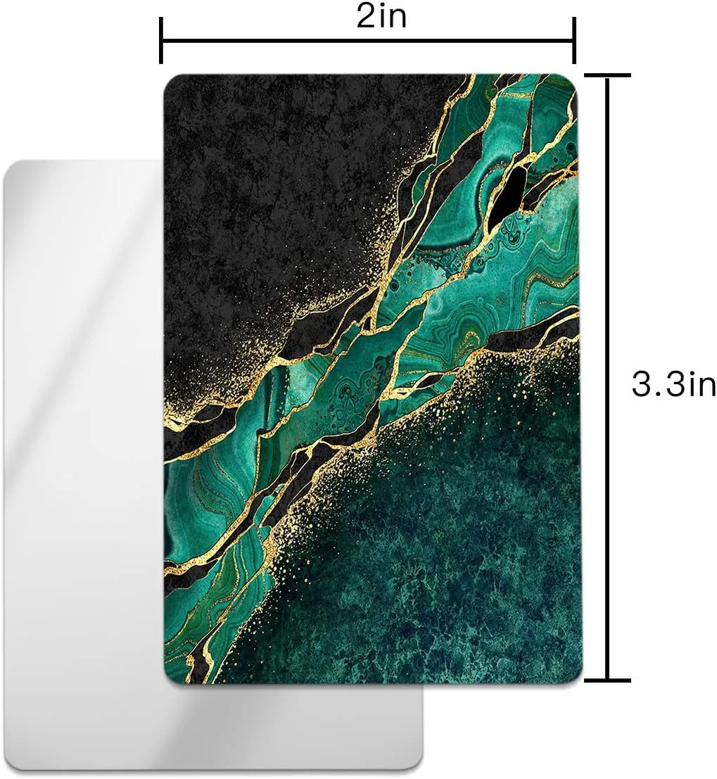 Green Marble Small Compact Mirror for Purse, Gold Crack Luxury Modern Abstract Art Travel Makeup Mirror for Women Men, Rectangular Handheld Compact Pocket Mirror 1 PCS