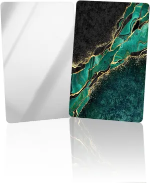 Green Marble Small Compact Mirror for Purse, Gold Crack Luxury Modern Abstract Art Travel Makeup Mirror for Women Men, Rectangular Handheld Compact Pocket Mirror 1 PCS