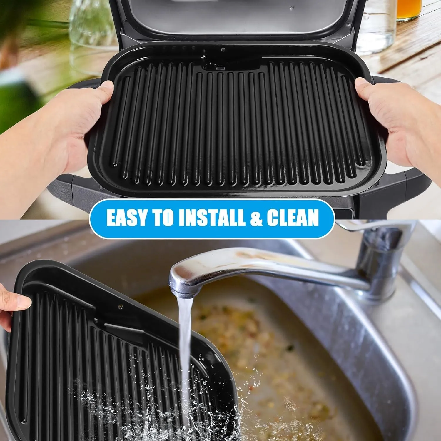 Grill Griddle Plate for Ninja Woodfire Outdoor Grills OG700 Series Accessories, Non-Stick Flat Top Griddle Pan Compatible with Ninja XSKGRDPLT Woodfire OG701,Cast Iron with Enamel Coating