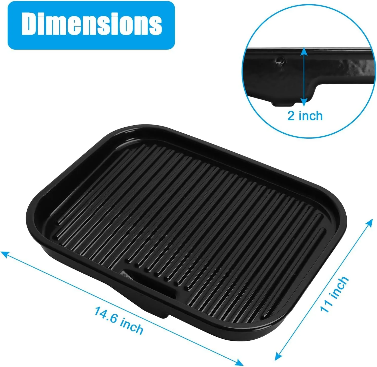 Grill Griddle Plate for Ninja Woodfire Outdoor Grills OG700 Series Accessories, Non-Stick Flat Top Griddle Pan Compatible with Ninja XSKGRDPLT Woodfire OG701,Cast Iron with Enamel Coating