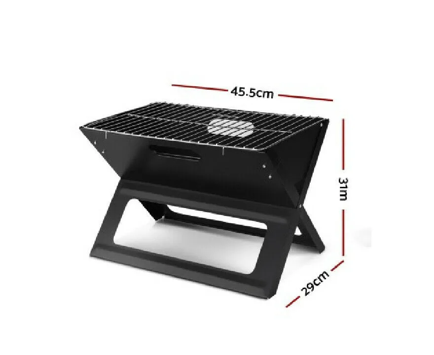 Grillz Notebook Portable Charcoal BBQ Grill/Heavy-duty Construction/Carry Handle