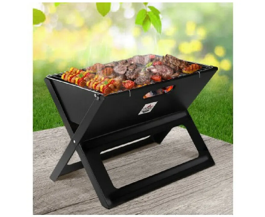 Grillz Notebook Portable Charcoal BBQ Grill/Heavy-duty Construction/Carry Handle