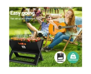 Grillz Notebook Portable Charcoal BBQ Grill/Heavy-duty Construction/Carry Handle