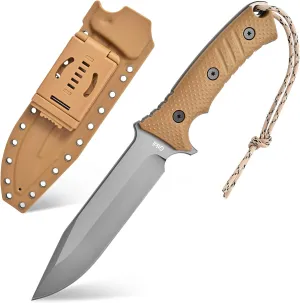 GTK2 Fixed Blade Knife AUS-10 Steel Blade Nylon Fiberglass Handle Full Tang EDC Tool Knifes for Outdoor Camping Survival Adventure Bushcraft (brown)