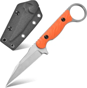 GTK341 Fixed Blade Knife K110 Steel Blade G10 Handle Full Tang EDC Tool Knifes for Outdoor Camping Adventure(Orange)