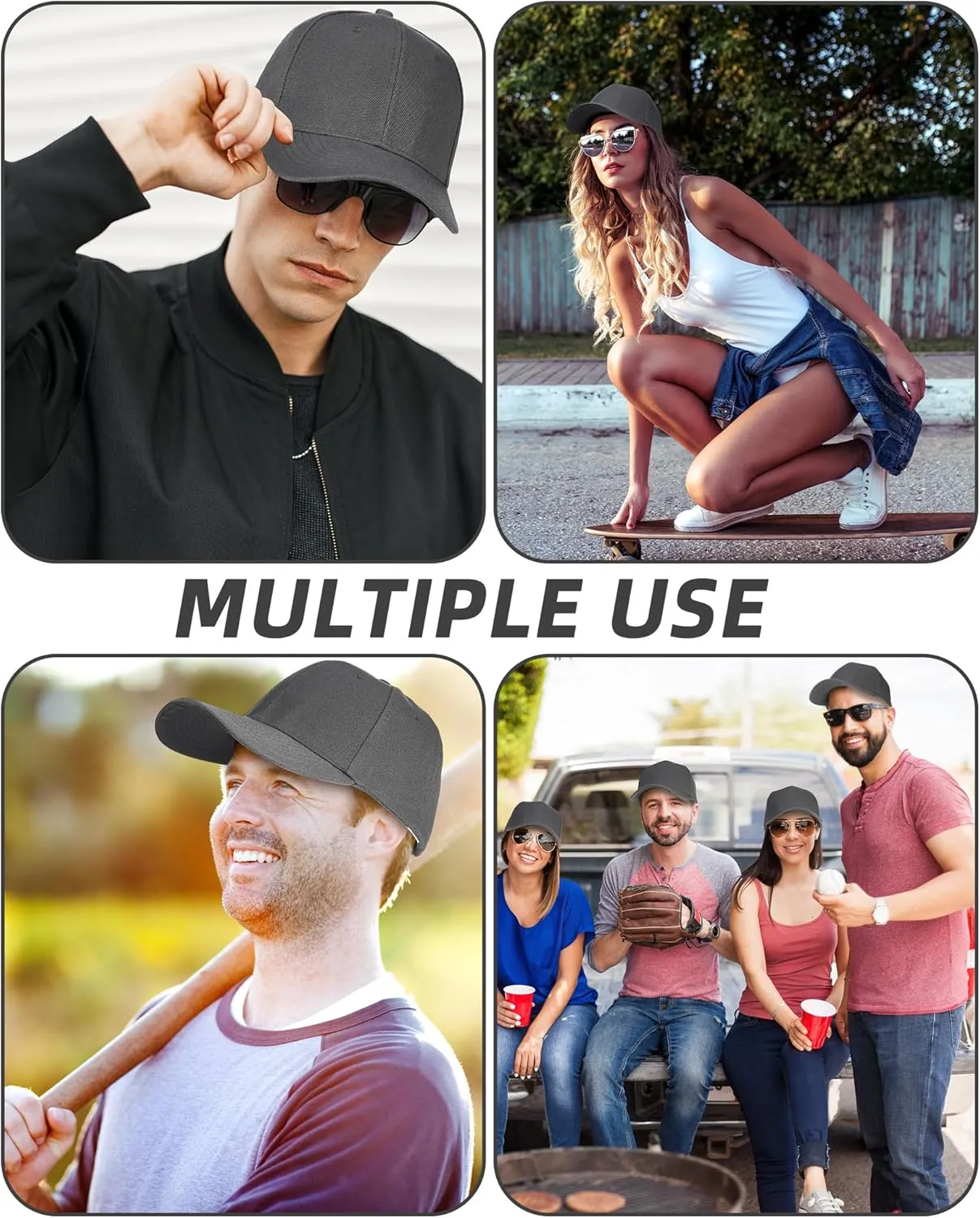 Handepo 24 Pcs Blank Baseball Cap Adjustable Back Strap Plain Blank Camouflage Hat Unisex Baseball Cap for Trucker Men Women