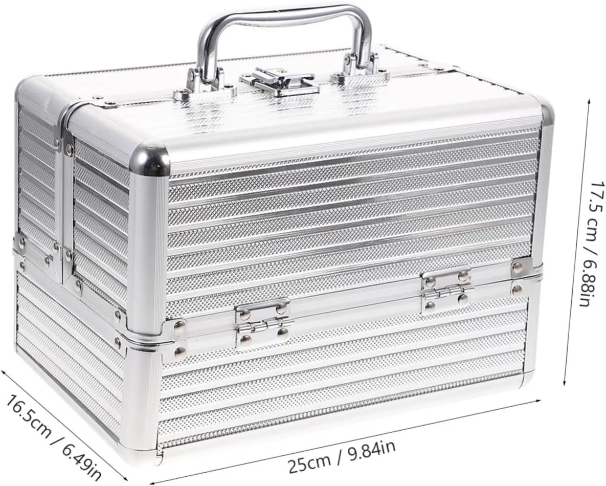 Handled Aluminum Alloy Makeup Box Rolling Case Organizer Travel-sized Compact