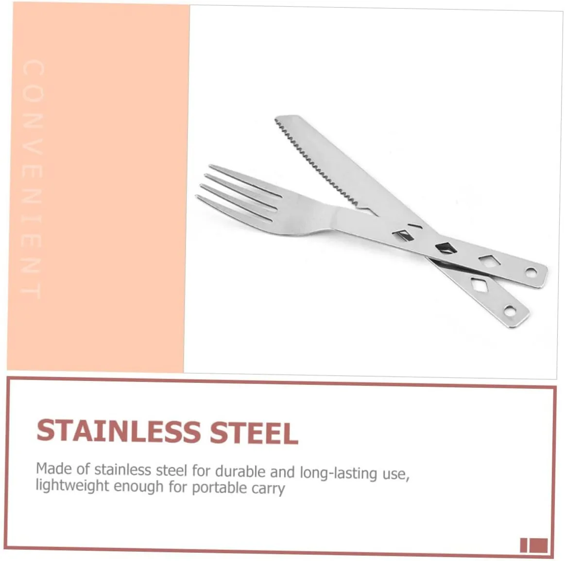 Happyyami 2sets Folding Cutlery Portable Stainless Steel Tableware for Camping Hiking and Picnics Compact Utensils Smooth Lightweight and Easy to Clean