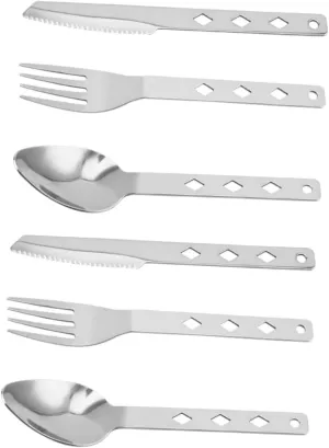 Happyyami 2sets Folding Cutlery Portable Stainless Steel Tableware for Camping Hiking and Picnics Compact Utensils Smooth Lightweight and Easy to Clean