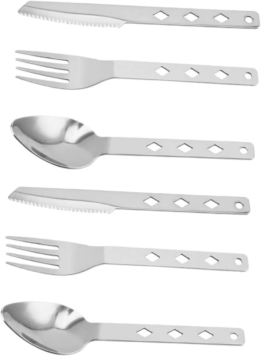 Happyyami 2sets Folding Cutlery Portable Stainless Steel Tableware for Camping Hiking and Picnics Compact Utensils Smooth Lightweight and Easy to Clean