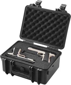 Hard Pistol Cases with Pre-cut PU Foam Lockable Pistol Case for 2 Pistol