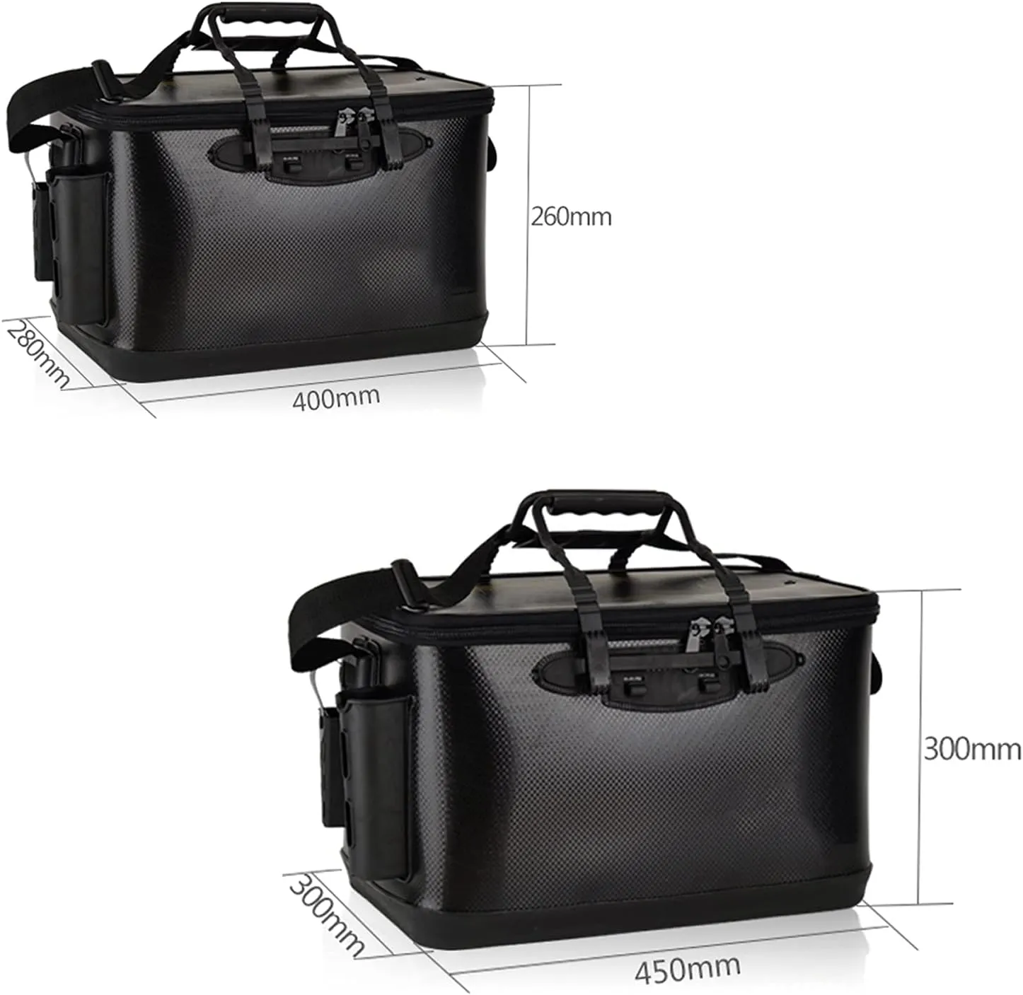 HASMI Bait Bucket Live Fish Bucket, Large Fishing Box, One-Piece Hard Shell Folding Rectangular Multi-Function Minnow Bucket (Size : 280x400x260mm)