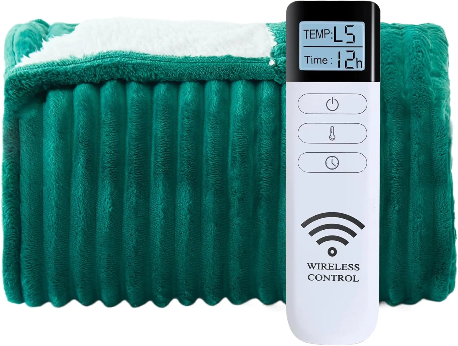 Heated Blanket Electric Throw - Reversible Heating Blanket Flannel Sherpa Throw with 12 Time Setting, 5 Heat Level, 4 hrs Auto-Off with Electric ETL Certification (Green, 50"×60")