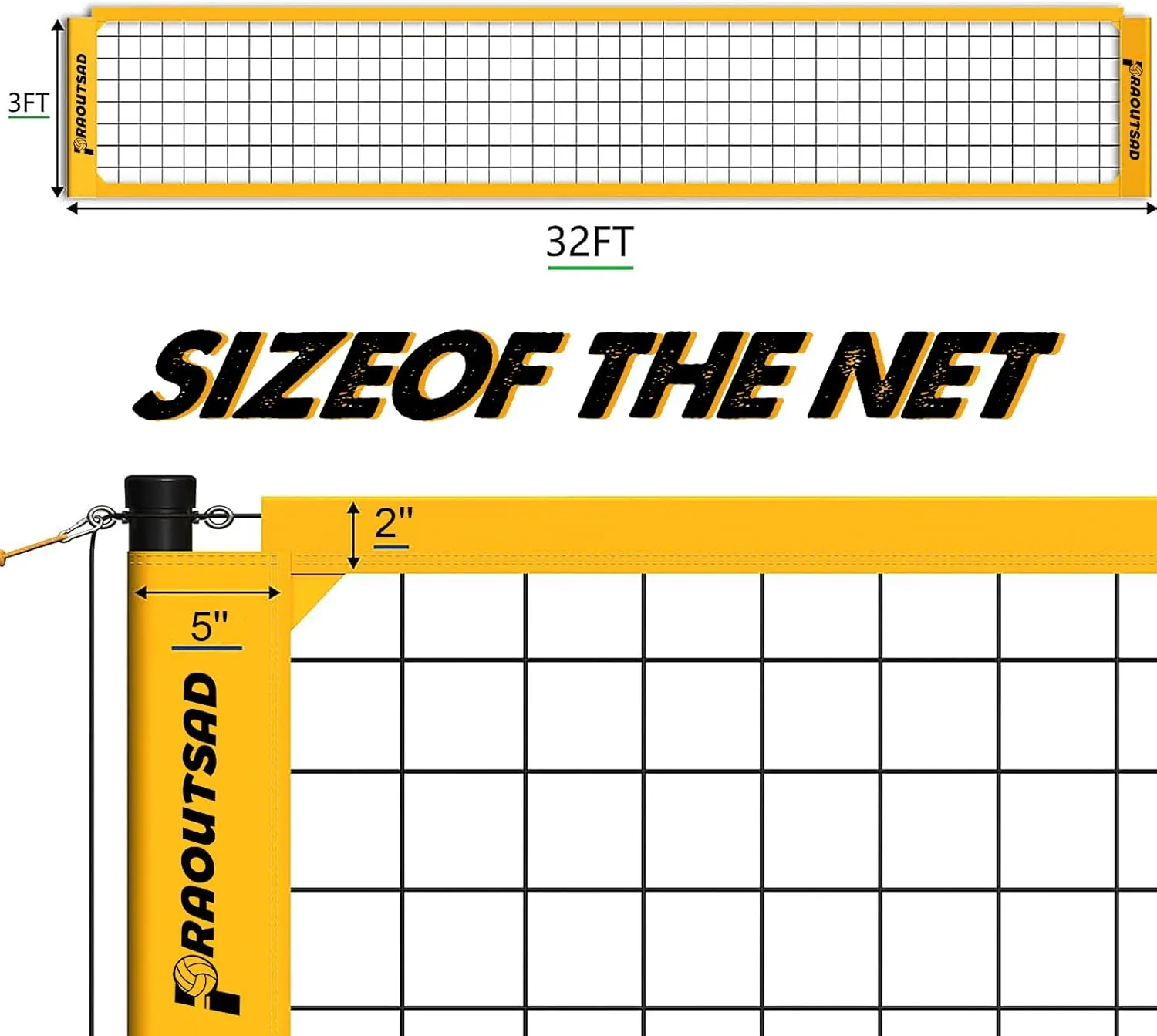 Heavy Duty Volleyball Net for Backyard, Professional Portable Outdoor Volleyball Net Set with Adjustable Aluminum Poles, Winch System, Anti-Sag Design, Carrying Bag for Beach and Grass