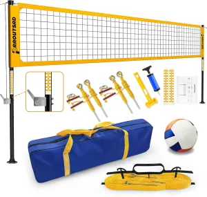 Heavy Duty Volleyball Net for Backyard, Professional Portable Outdoor Volleyball Net Set with Adjustable Aluminum Poles, Winch System, Anti-Sag Design, Carrying Bag for Beach and Grass