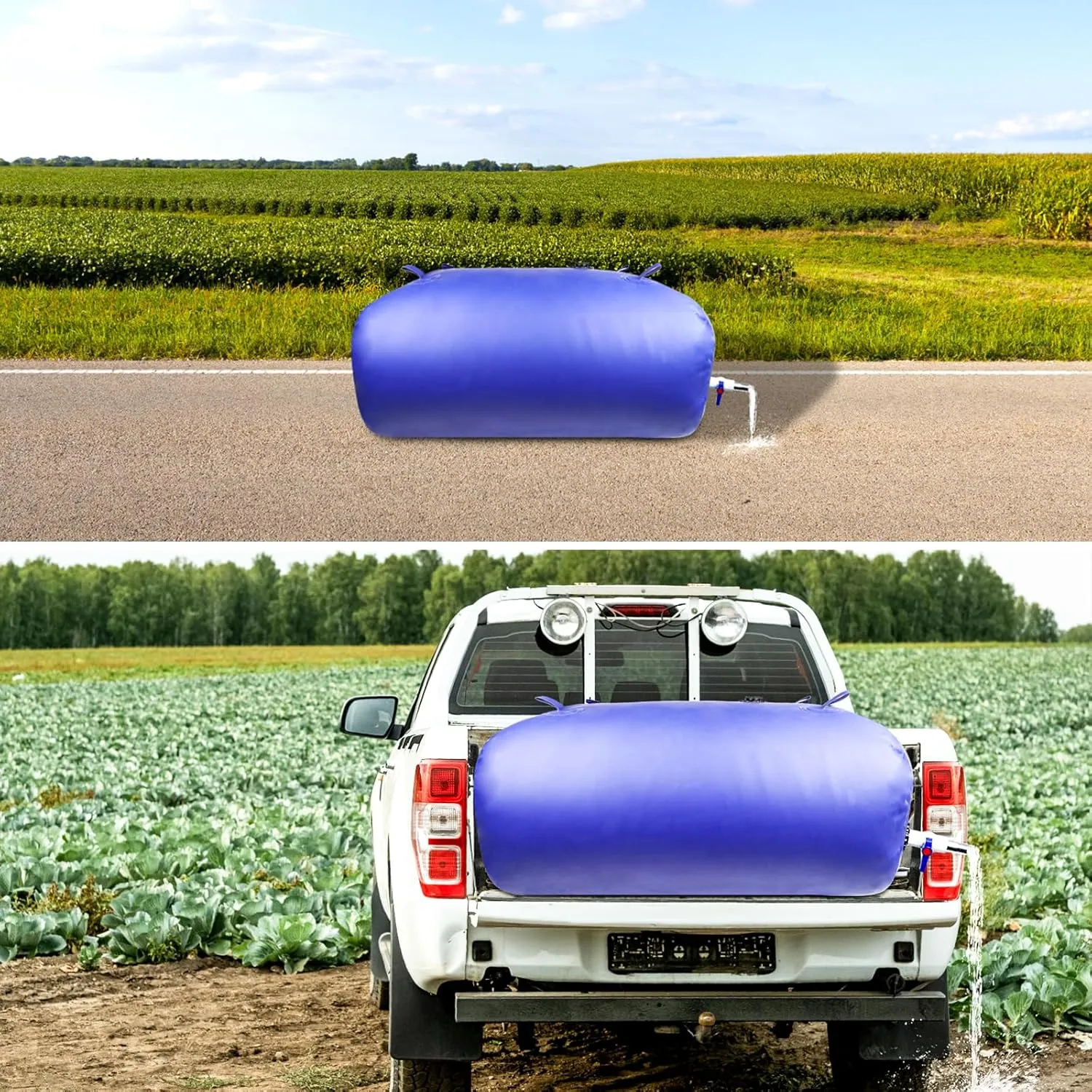 Heavy-Duty Water Storage Bladder - 63.4Gal/240L with Stainless Steel Fittings, Leak-Proof & Durable Cistern – Portable Tank for Emergency, Farming, Camping, and RV Use
