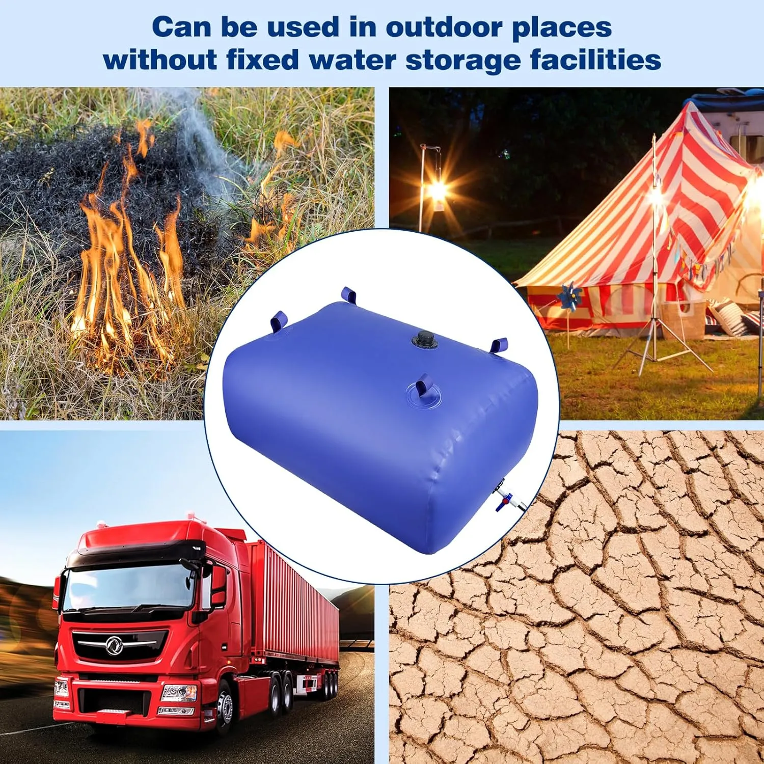 Heavy-Duty Water Storage Bladder - 63.4Gal/240L with Stainless Steel Fittings, Leak-Proof & Durable Cistern – Portable Tank for Emergency, Farming, Camping, and RV Use