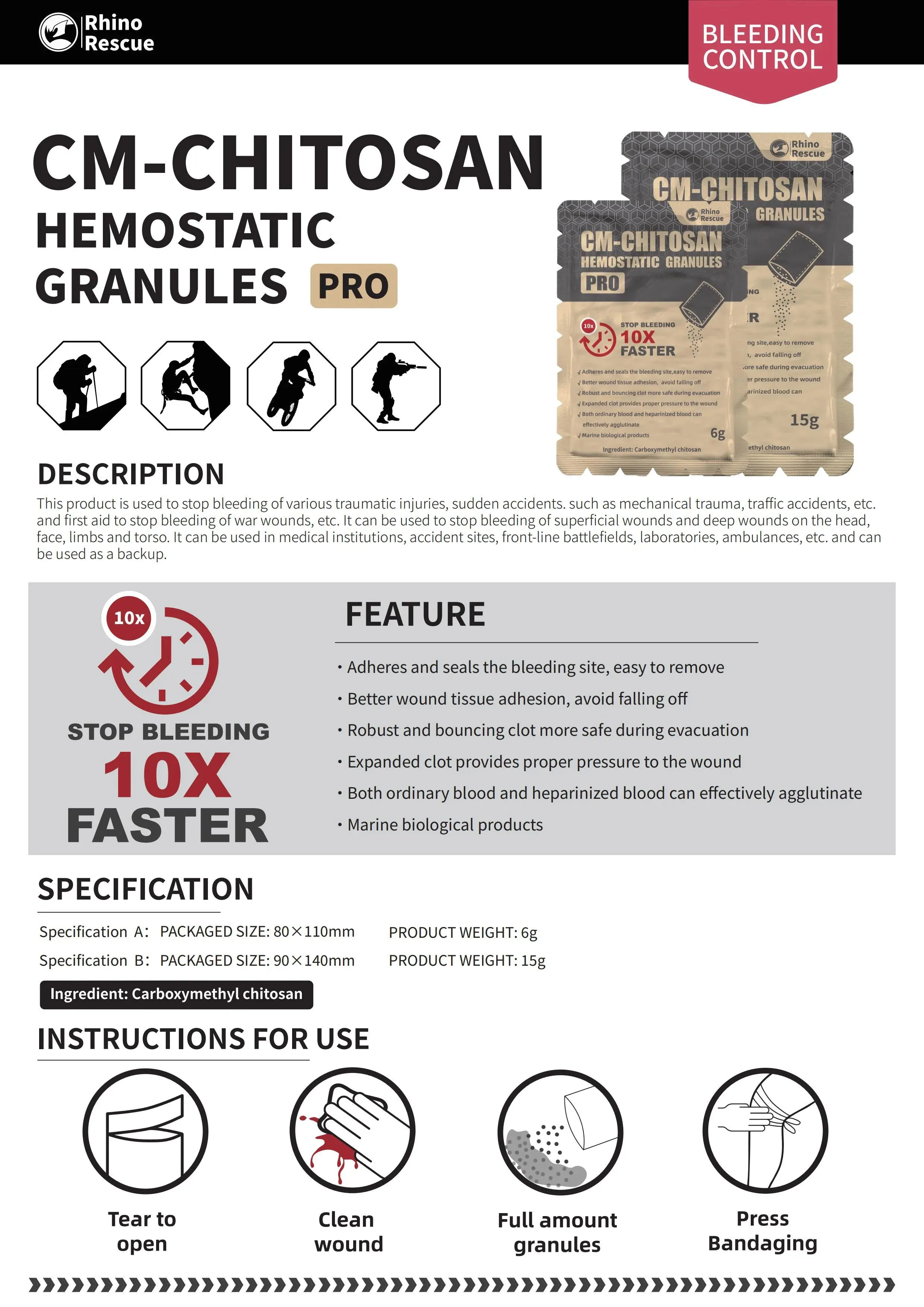 Hemostatic Powder - Fast Bleed Control Wound Dressing