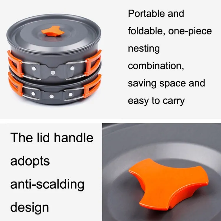 Hewolf HW-K1501 4-5 People Outdoor Aluminum Stove Portable Storage Camping Set(Black)