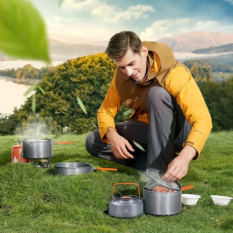 Hewolf HW-K1779 4-5 People Outdoor Aluminum Stove Portable Storage Camping Set(Gray)