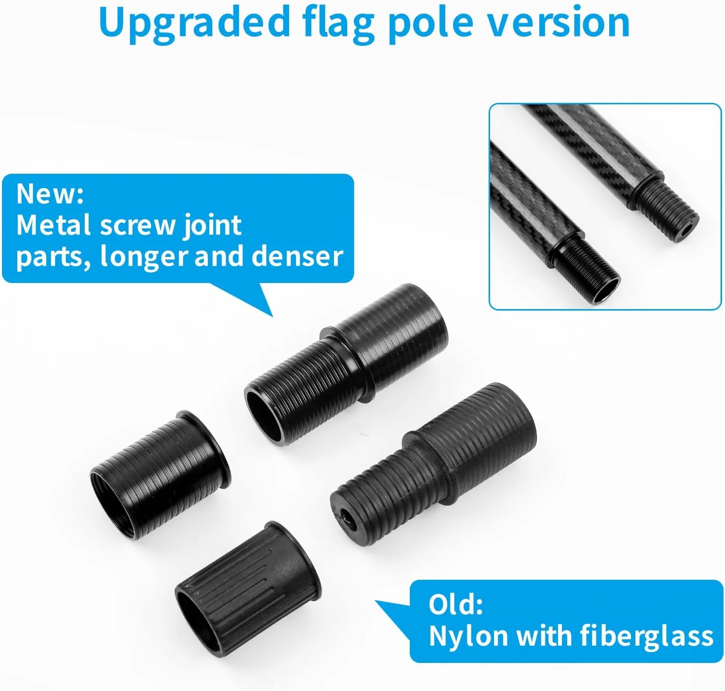 HIBLE Black Flag Pole 6 FT Carbon Fiber Flag Pole for House Porch Garden Yard, 1 Inch Tangle Free Flag Pole 5 Sections Residential Flag Pole (Flagpole Only, Not for Truck)