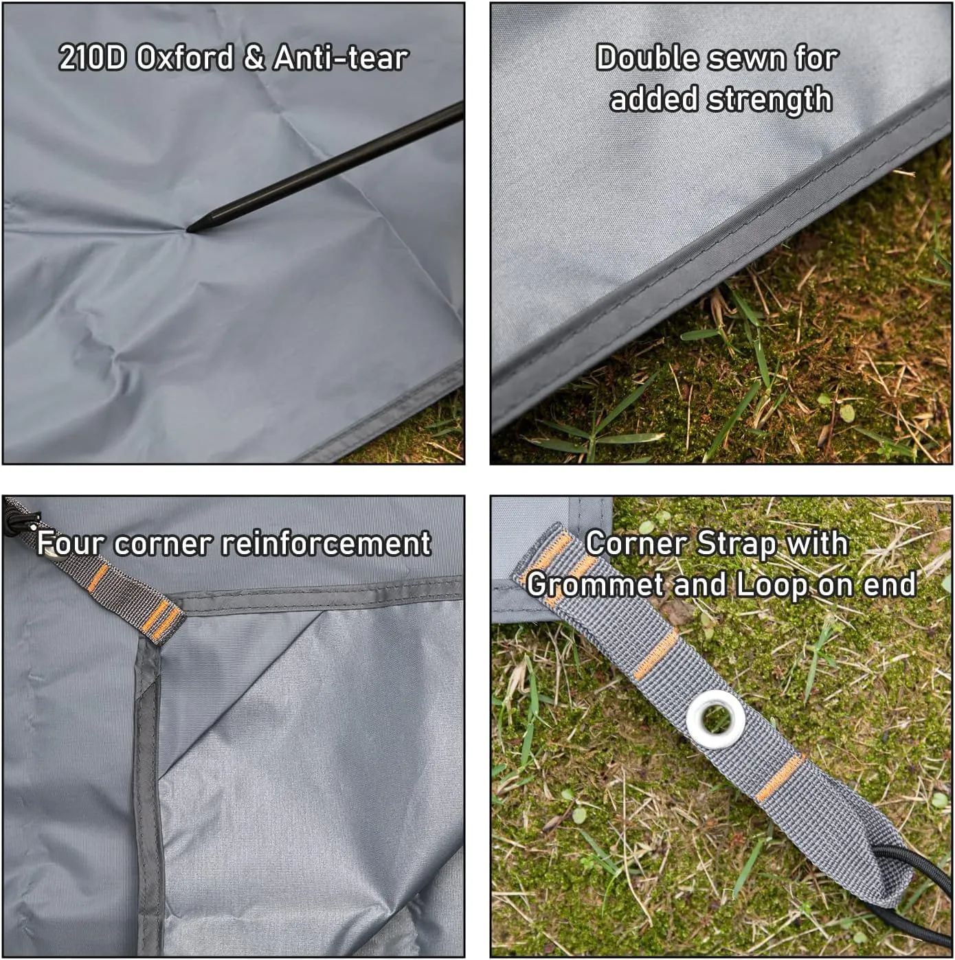 Hikeman Tent Footprint - Waterproof Camping Tarp, Heavy Duty Tent Floor Saver, Ultralight Ground Sheet Mat for Hiking, Backpacking, Hammock, Beach - Storage Bag Included(PU3000mm,180 * 210CM)