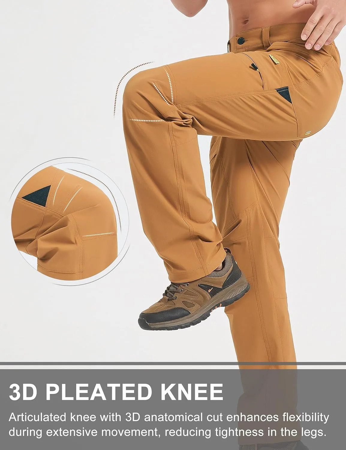 Hiking Pants Men Outdoor Cargo Quick Dry Lightweight Stretch Travel Pants with Elastic Waist for Fishing