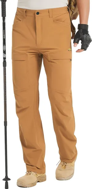 Hiking Pants Men Outdoor Cargo Quick Dry Lightweight Stretch Travel Pants with Elastic Waist for Fishing